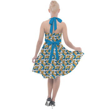 Halter Vintage Style Dress - Many Faces of Donald Duck