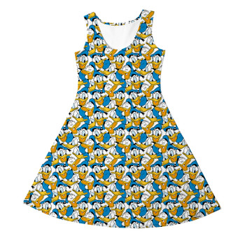 Girls Sleeveless Dress - Many Faces of Donald Duck