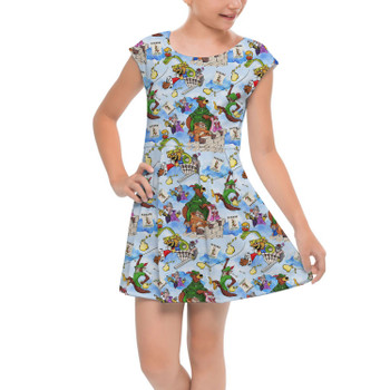 Girls Cap Sleeve Pleated Dress - Robin Hood