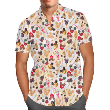 Men's Button Down Short Sleeve Shirt - Mickey Snacks