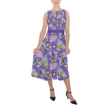 Belted Chiffon Midi Dress - Walt & Mickey Statue at WDW