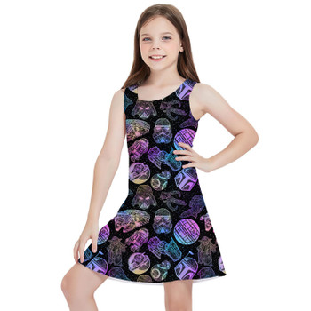 Girls Sleeveless Dress - Star Wars Watercolor Mandalas