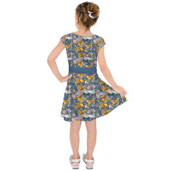 Girls Short Sleeve Skater Dress - Lady & The Tramp Sketched