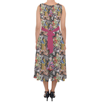 Belted Chiffon Midi Dress - Mulan Sketched