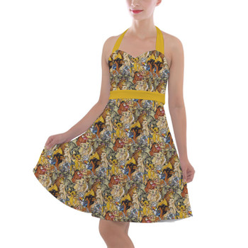 Halter Vintage Style Dress - Lion King Sketched