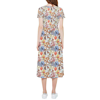 High Low Midi Dress - Winnie The Pooh & Friends Sketched