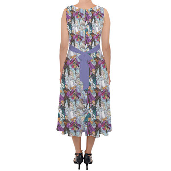 Belted Chiffon Midi Dress - Frozen Sketched