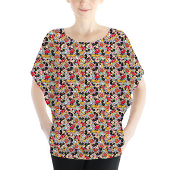 Batwing Chiffon Top - Mickey Mouse Sketched