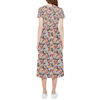 High Low Midi Dress - Mickey Mouse Sketched