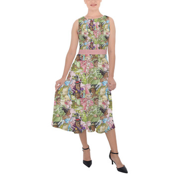 Belted Chiffon Midi Dress - Princess & The Frog Sketched