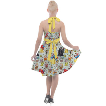 Halter Vintage Style Dress - Snow White And The Seven Dwarfs Sketched