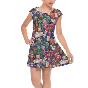 Girls Cap Sleeve Pleated Dress - Wreck It Ralph Sketched