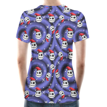 Women's Cotton Blend T-Shirt - Jack Skellington with Santa Hat