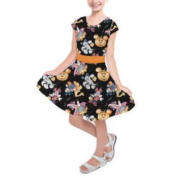 Girls Short Sleeve Skater Dress - Mickey & Minnie's Halloween Costumes