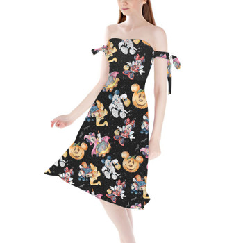 Strapless Bardot Midi Dress - Mickey & Minnie's Halloween Costumes