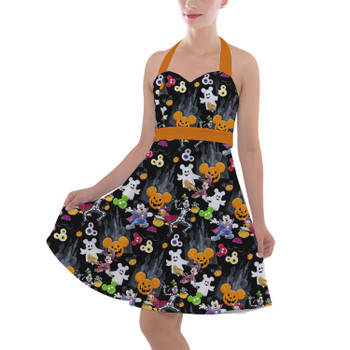 Halter Vintage Style Dress - Mickey & The Gang Trick or Treat