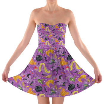 Sweetheart Strapless Skater Dress - Hocus Pocus Mouse Ears