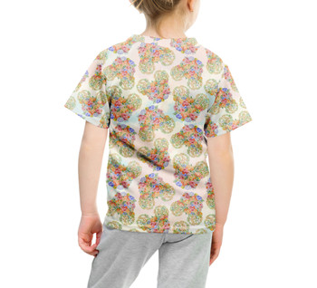 Youth Cotton Blend T-Shirt - Floral Pumpkin Mouse Ears