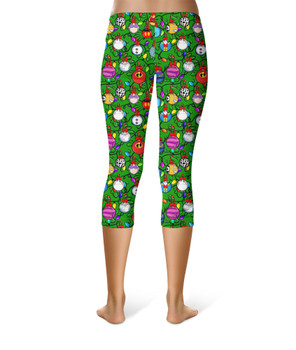 Sport Capri Leggings - Disney Christmas Baubles on Green