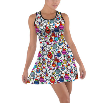 Cotton Racerback Dress - Disney Christmas Baubles on White