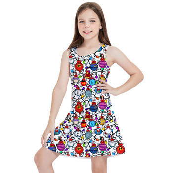 Girls Sleeveless Dress - Disney Christmas Baubles on White