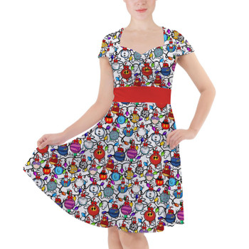 Sweetheart Midi Dress - Disney Christmas Baubles on White