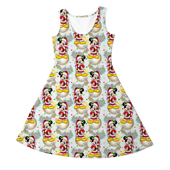 Girls Sleeveless Dress - Santa Mickey Mouse