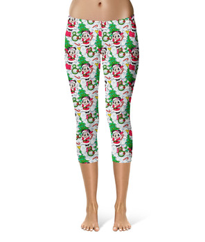 Sport Capri Leggings - Santa Minnie Mouse