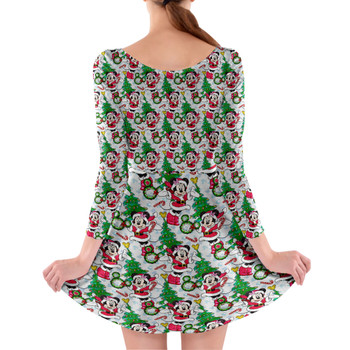 Longsleeve Skater Dress - Santa Minnie Mouse