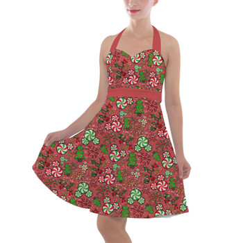 Halter Vintage Style Dress - Christmas Sketched Mouse Ears