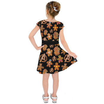 Girls Short Sleeve Skater Dress - Superhero Gingerbread Cookies