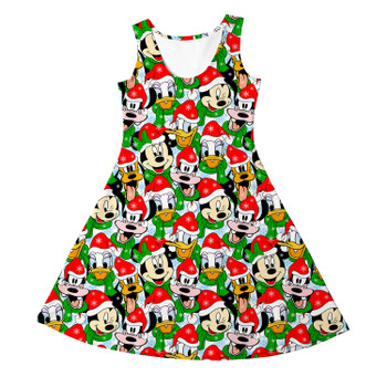 Girls Sleeveless Dress - Mickey & Friends Santa Hats