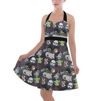 Halter Vintage Style Dress - Sketched Star Wars