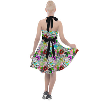 Halter Vintage Style Dress - Sketched Floral Star Wars