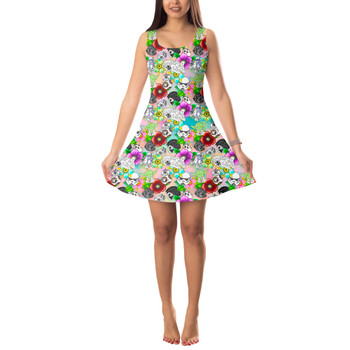 Sleeveless Flared Dress - Sketched Floral Star Wars