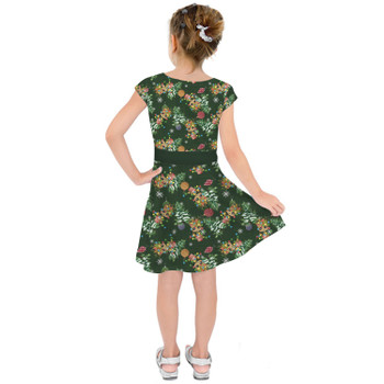 Girls Short Sleeve Skater Dress - A Baby Groot Christmas