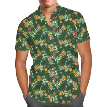 Men's Button Down Short Sleeve Shirt - A Baby Groot Christmas