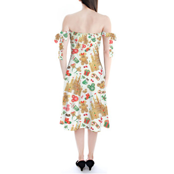 Strapless Bardot Midi Dress - Cinderella Castle Gingerbread Cookies