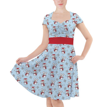 Sweetheart Midi Dress - Mickey & Minnie Snowmen