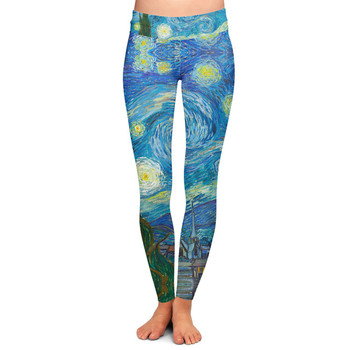 Yoga Waist Full Length Leggings - Adult XS / Girl's 8-10 - Van Gogh Starry Night - PREMIUM READY TO SHIP