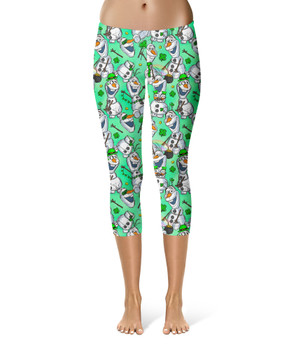 Sport Capri Leggings - Sketched Olaf St. Patrick's Day