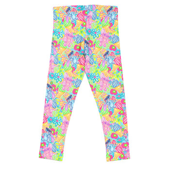 Girls' Leggings - Neon Floral Stitch & Angel