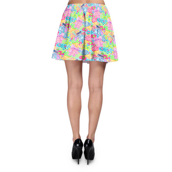 Skater Skirt - Neon Floral Stitch & Angel
