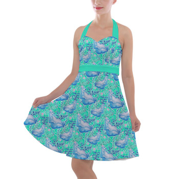Halter Vintage Style Dress - Neon Floral Baloo