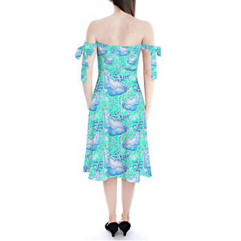 Strapless Bardot Midi Dress - Neon Floral Baloo