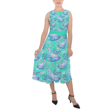 Belted Chiffon Midi Dress - Neon Floral Baloo