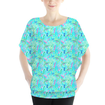 Batwing Chiffon Top - Neon Floral Baby Turtle Squirt