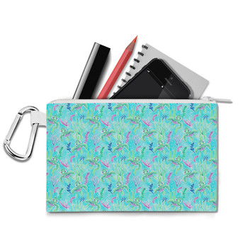 Canvas Zip Pouch - Neon Floral Baby Turtle Squirt