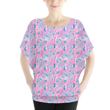 Batwing Chiffon Top - Neon Floral Jellyfish