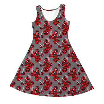 Girls Sleeveless Dress - Superhero Stitch - Deadpool